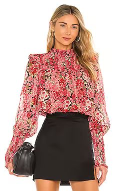 Bardot Remi Floral Blouse in Pink Gardenia from Revolve.com | Revolve Clothing (Global)