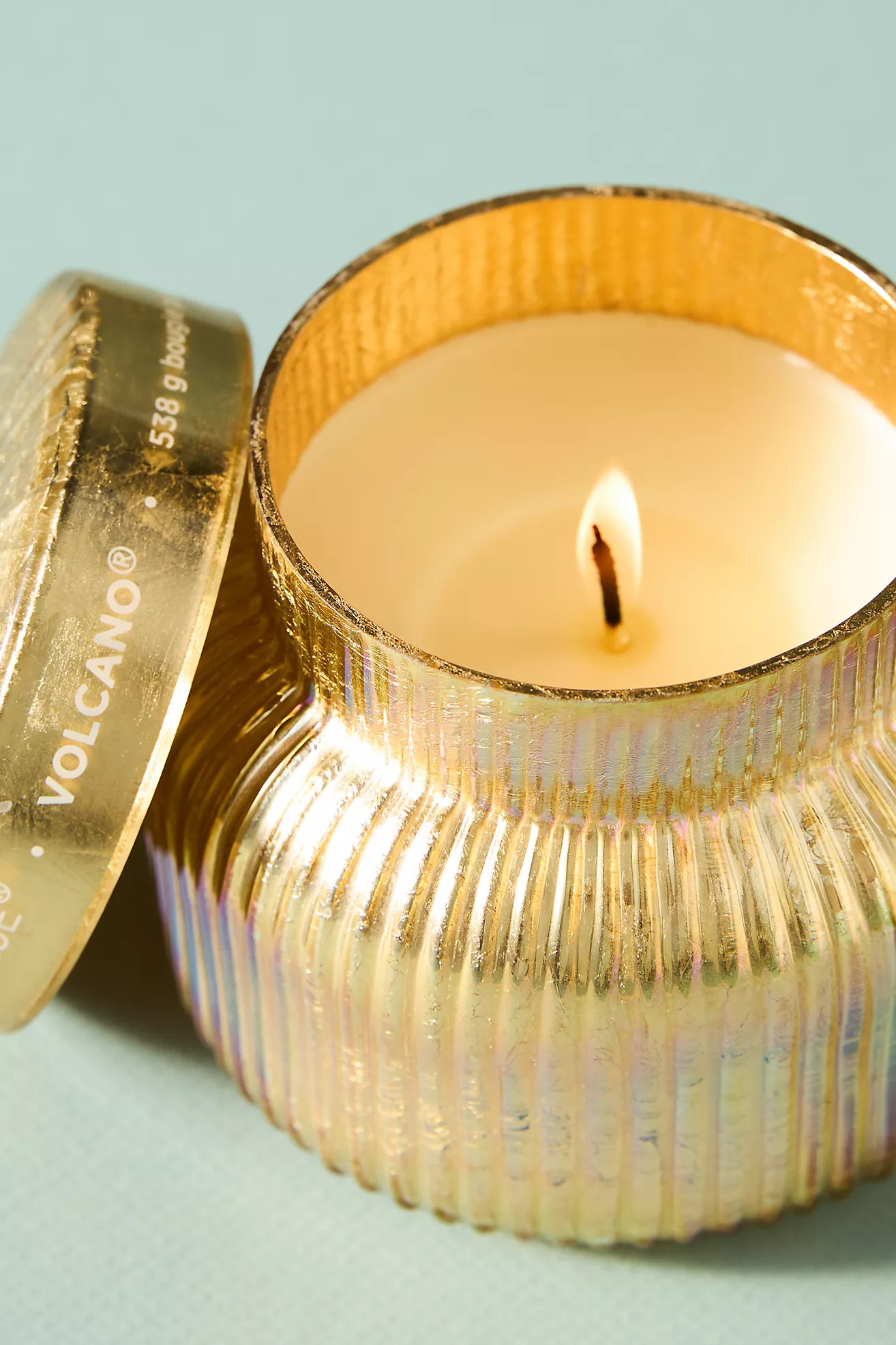 Capri Blue Volcano Gold Ribbed Jar Candle | Anthropologie (US)