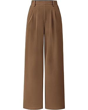 PRETTYGARDEN Women's Wide Leg Dress Pants Dressy Casual High Elastic Waisted Work Office Trousers... | Amazon (US)