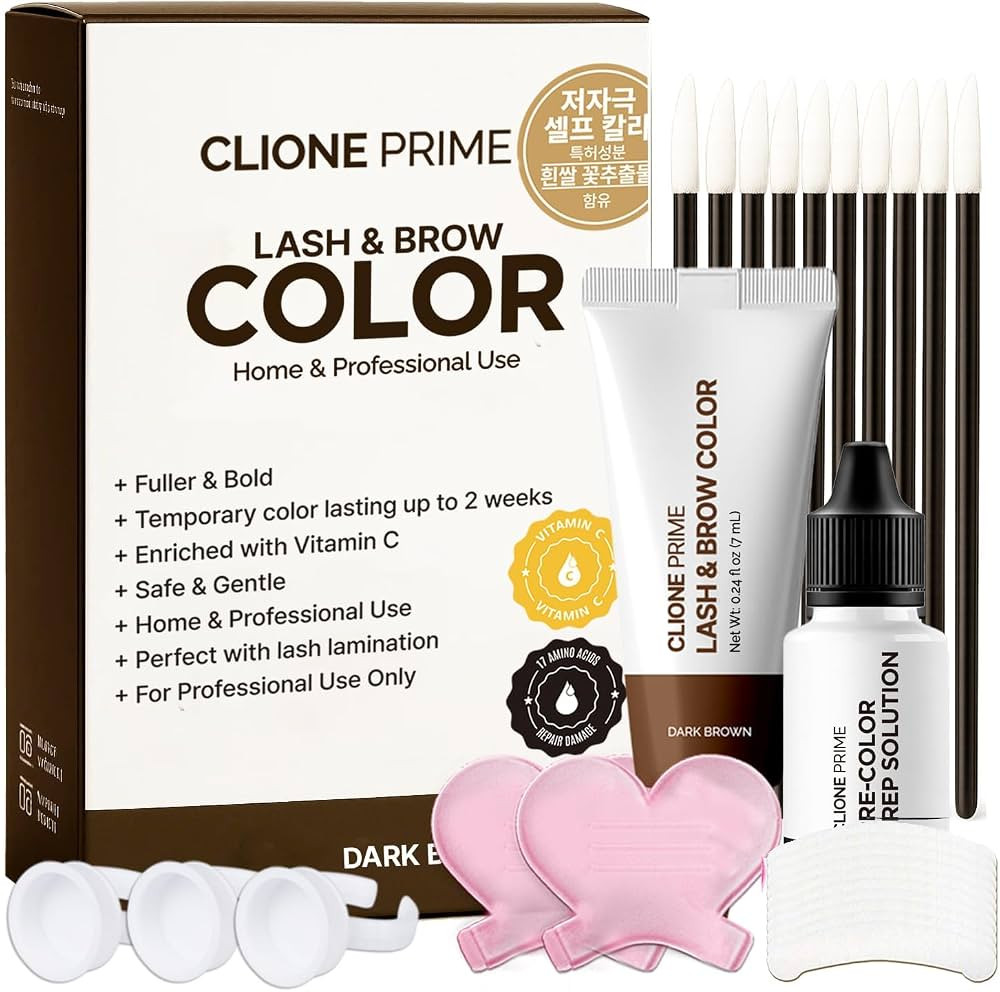 Korean Lash & Brow Color Kit \u2013 Temporary Eyelash & Eyebrow Color, Dark Brown, Naturally Fade... | Amazon (US)