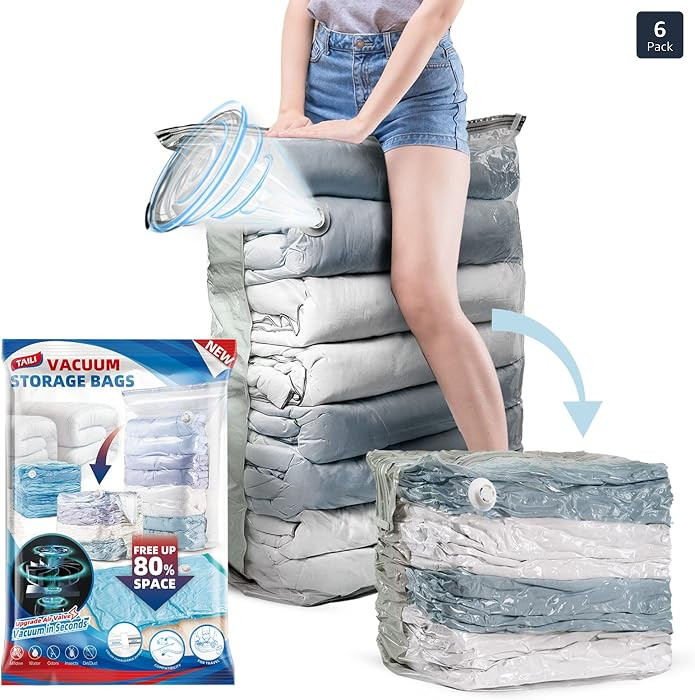 TAILI 6 Pack Vacuum Storage Bags, Jumbo Cube (31x40x15 Inch), Extra Large Vacuum Seal Bags for Cl... | Amazon (US)