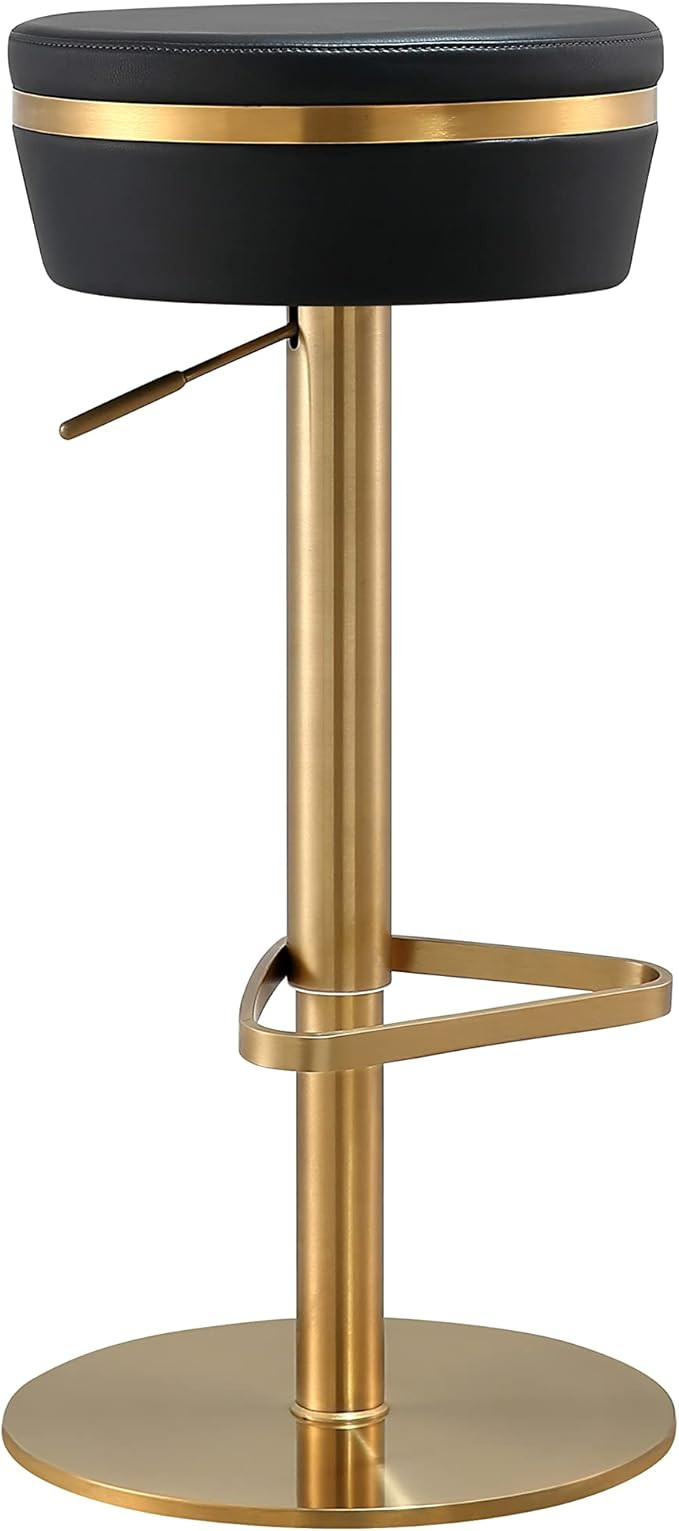 Tov Furniture Astro Round Upholstered Adjustable Stool (Black and Gold) | Amazon (US)