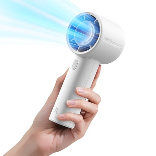 JISULIFE Portable Handheld Fan, 4000mAh Rechargeable Mini,Up to 22 Hours Cooling,5 Speed Strong Wind, Handheld Personal Fan for Travel Outdoor Camping Beach Makeup（Gray） | Amazon (US)