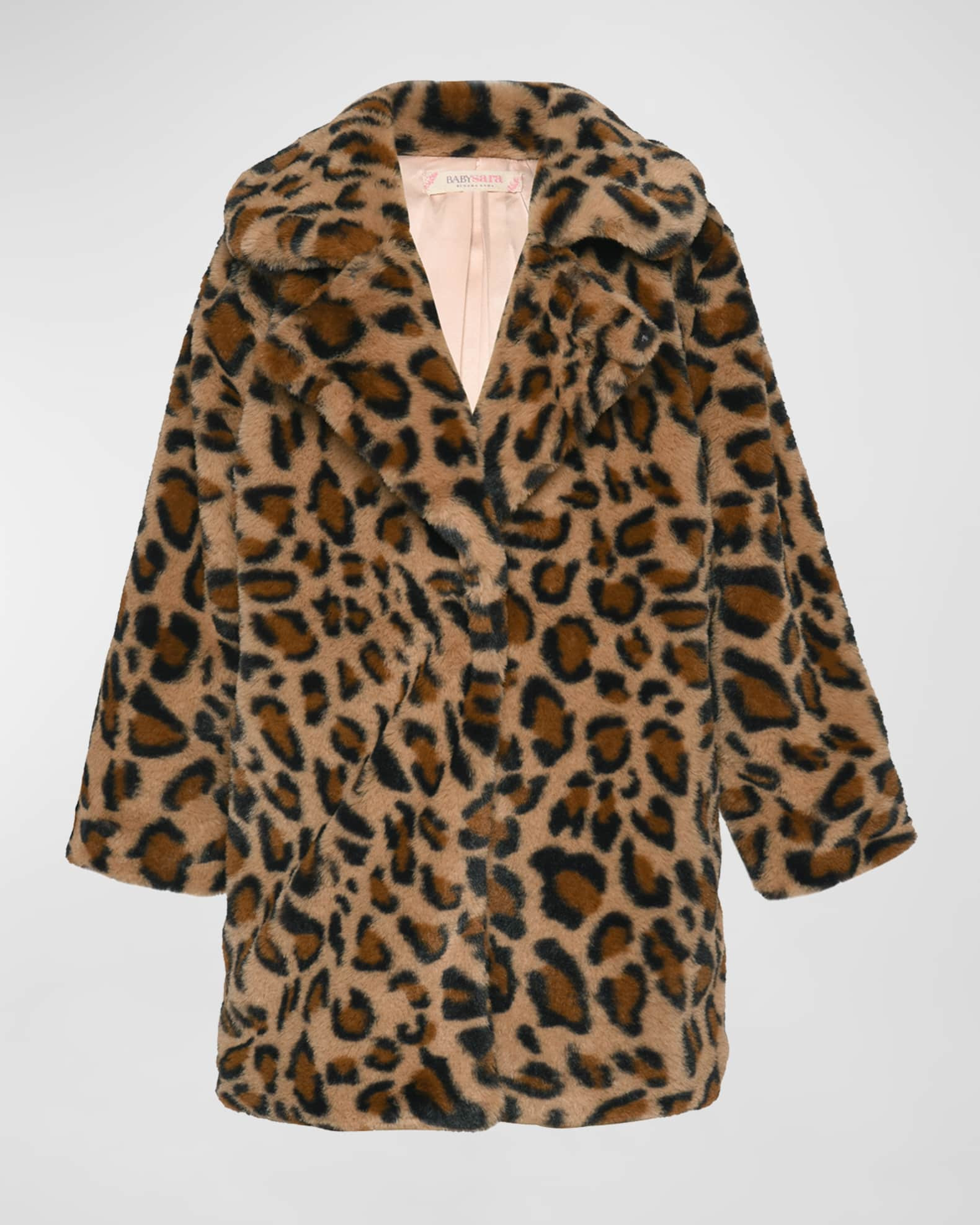 Hannah Banana Girl's Faux Fur Leopard-Print Teddy Coat, Size 7-14 | Neiman Marcus