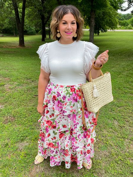 A favorite summer outfit! This gorgeous Abercrombie skirt is a showstopper and 20% off. It would be so beautiful to take as a vacation outfit! I’m wearing the size XL in the skirt and top. 

#LTKOver40 #LTKPlusSize #LTKSaleAlert