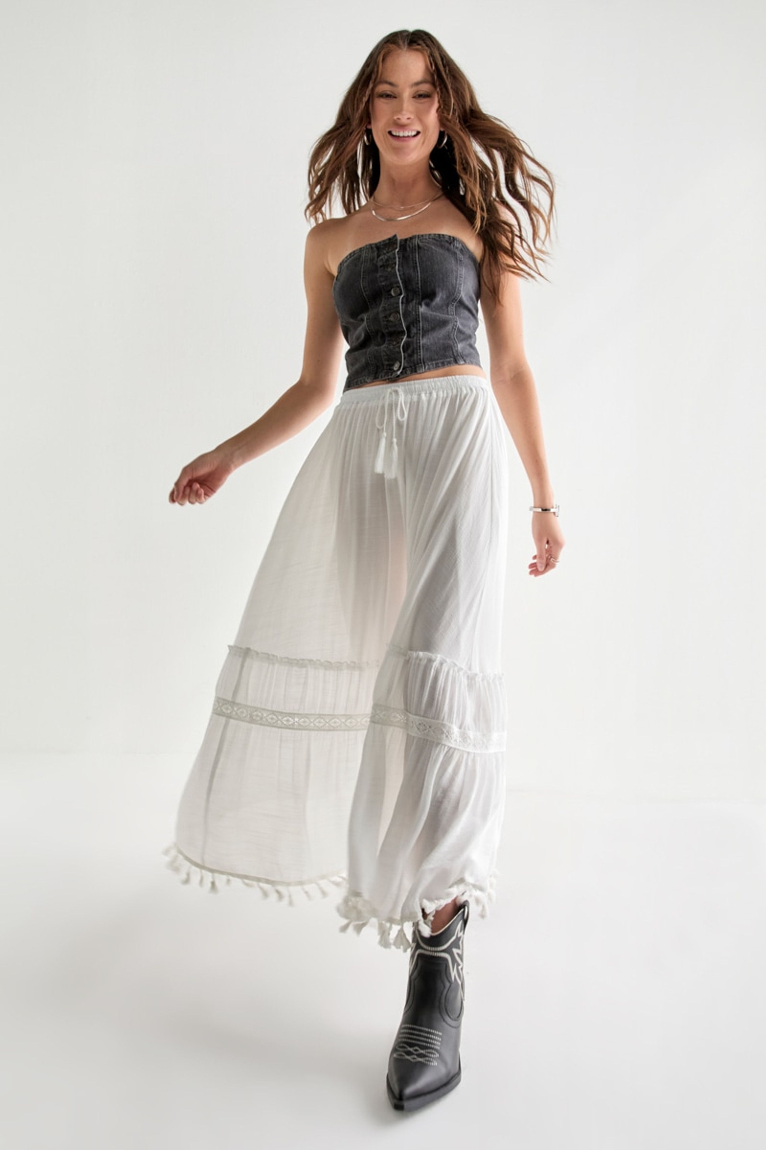 Tina Border Maxi Skirt | Francesca's