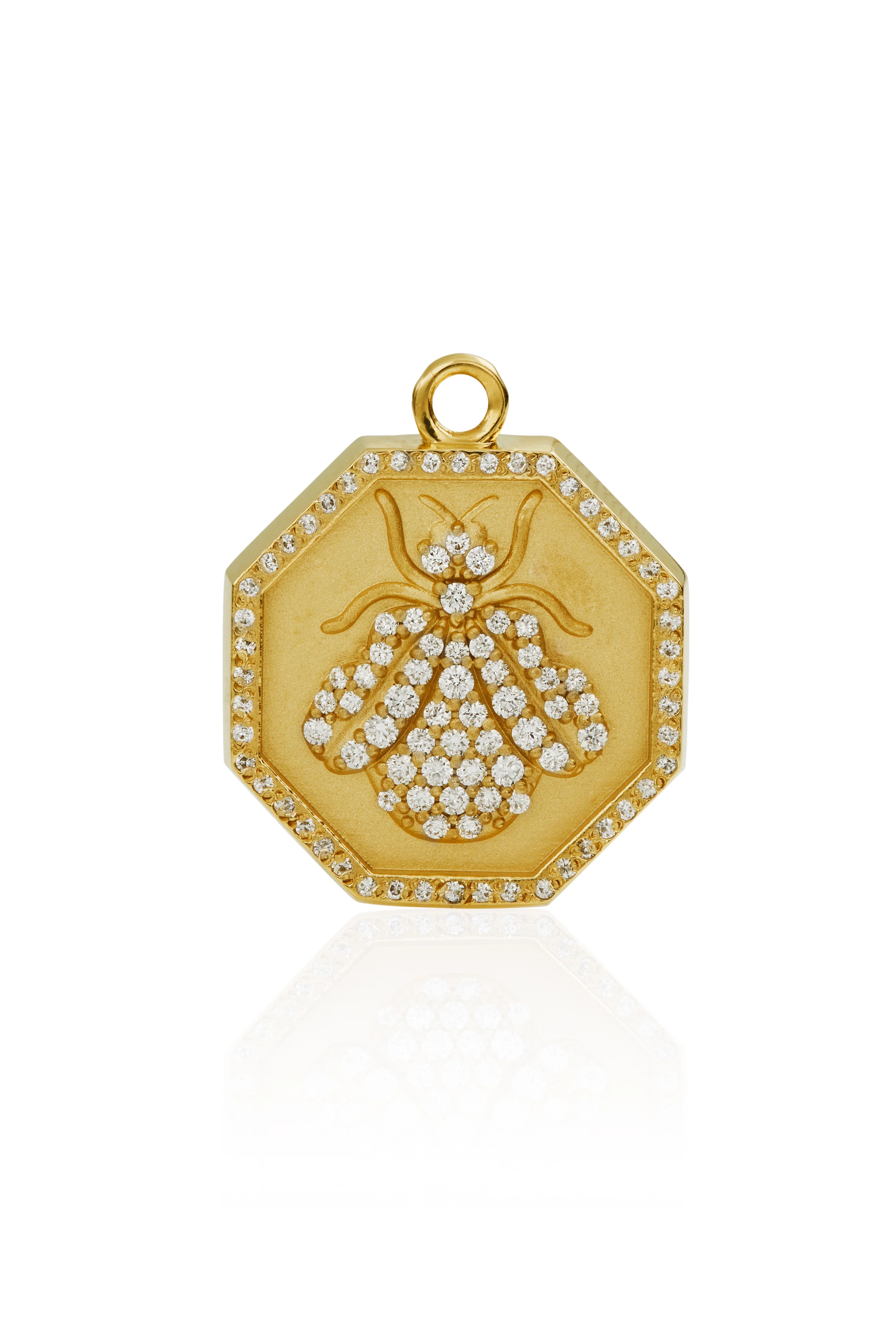 18KY Octagonal Pave Bee Charm | Susan Saffron Jewelry