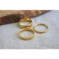 18K Gold Plated Band Ring, Simple Plain Stainless Steel Waterproof Stackable Rings Tarnish Free Gift For Her | Etsy (US)