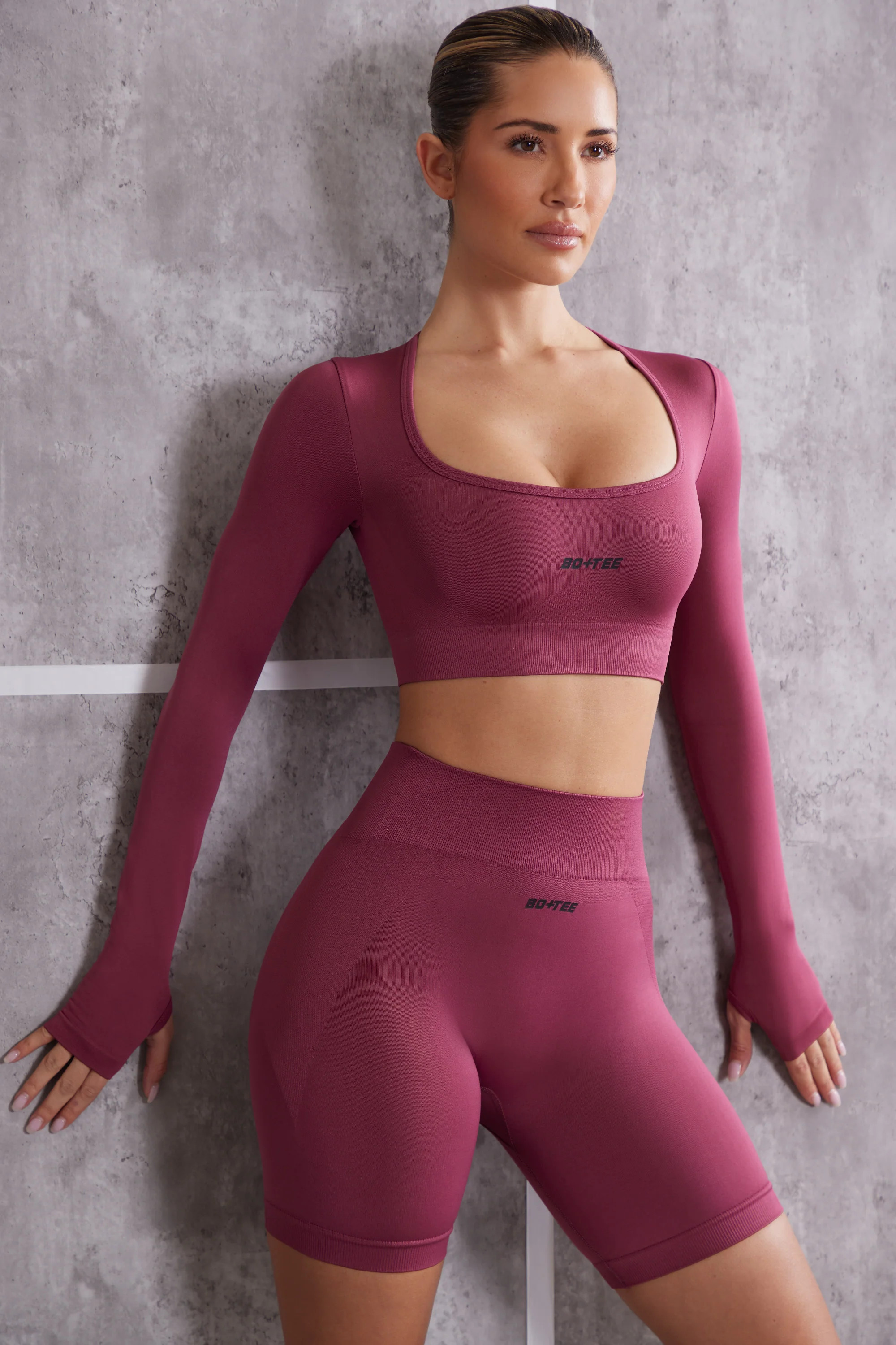 Long Sleeve Crop Top in Dark Rose | Oh Polly