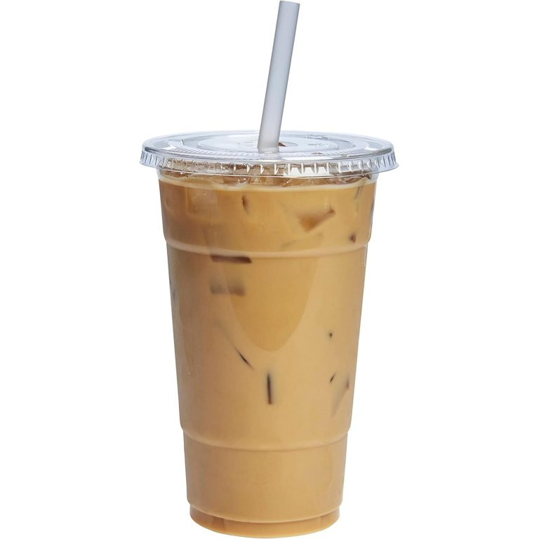 GUSTO Clear Plastic Cups 24 oz Disposable Coffee Cups with Lids, 50-Pack | Walmart (US)