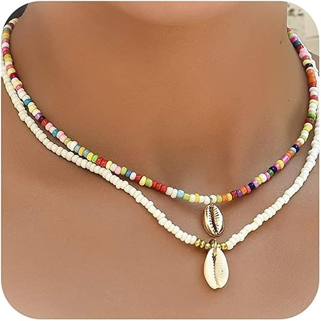 choice of all Shell Necklace for Women Ocean Jewelry Seashell Starfish Beaded Choker Necklaces Be... | Amazon (US)