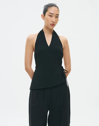 Wrap Halter Top in Black | Glassons AU | Glassons (Australia)