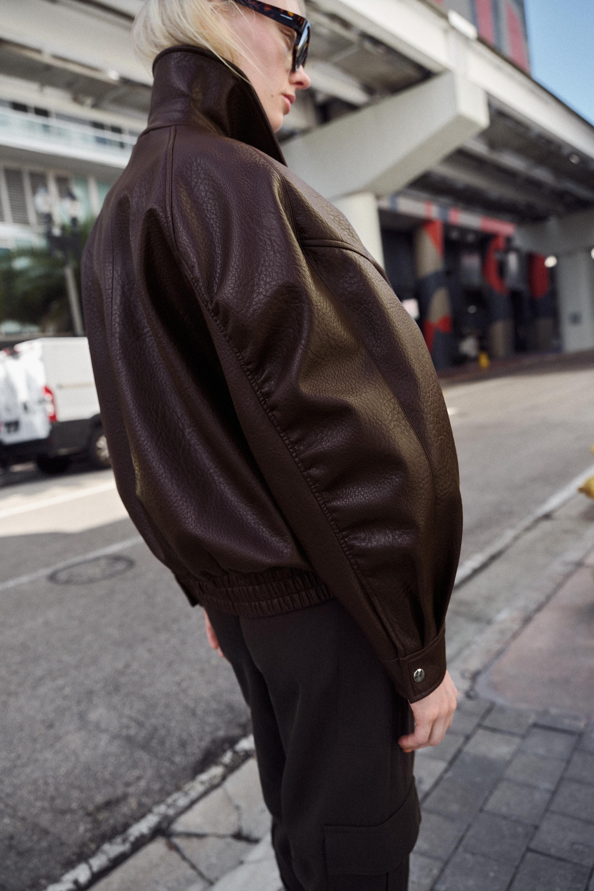 LEATHER-EFFECT BOMBER JACKET | Zara UK