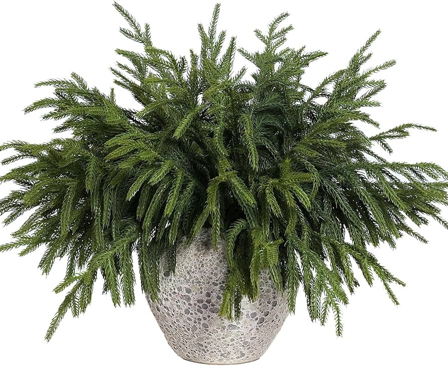 YXZZWL 16 Pcs Christmas Norfolk Pine Branches, 18 Inch Real Touch Artificial Norfolk Pine Branch ... | Amazon (US)