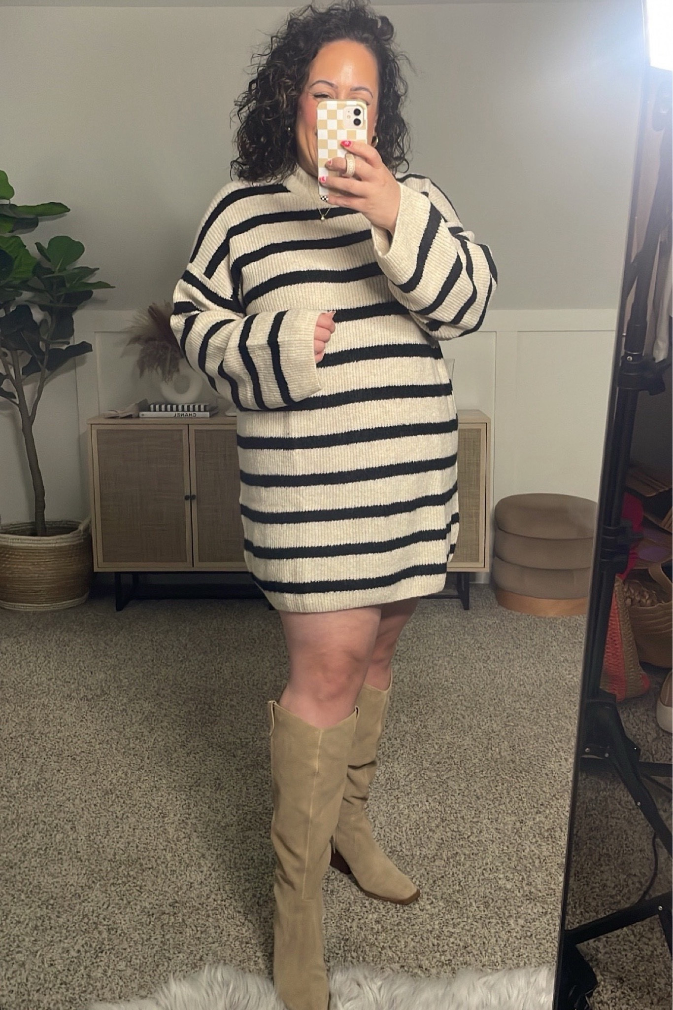Stripe sweater dress in size XL🖤The perfect holiday dress for any winter occasion! Women’s fashion, winter dress, winter date night, striped sweater, striped sweater dress, winter outfit inspo, winter date look 

#LTKSeasonal #LTKStyleTip #LTKMidsize