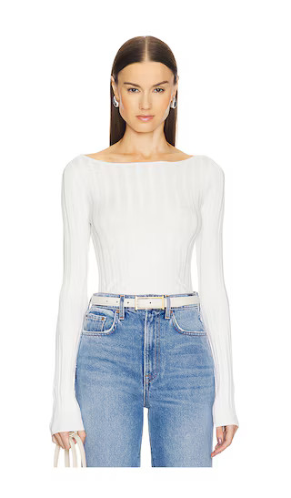 by Marianna Kayce Long Sleeve Rib Top in Ivory | Revolve Clothing (Global)