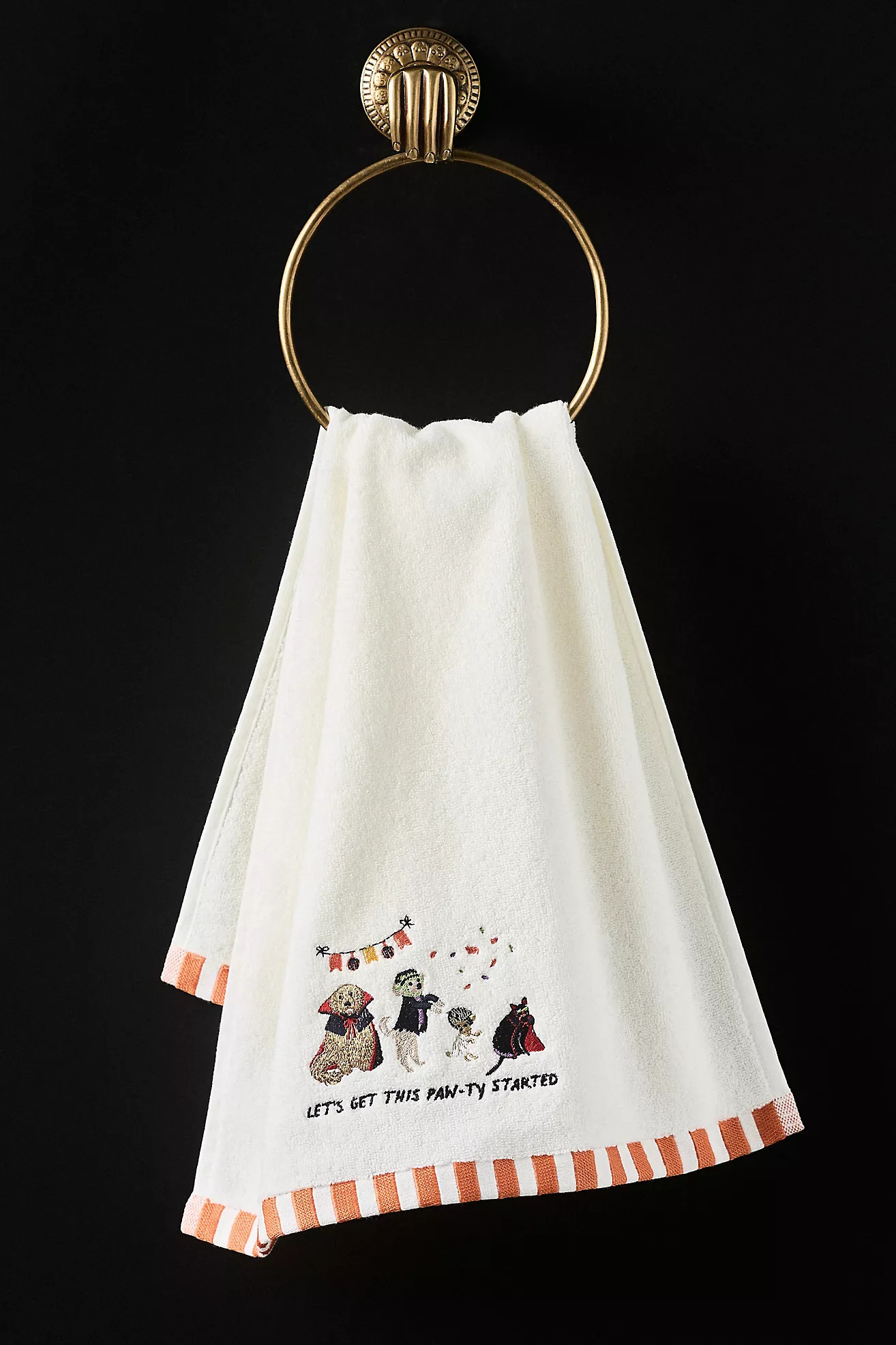 Halloween Cotton Icon Embroidered Hand Towel | Anthropologie (US)