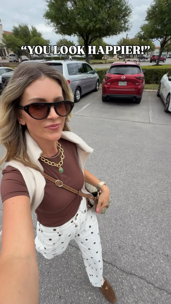 You look happier?! Thanks I got a coffee and went shopping 🤣 my whole outfit is soooo affordable! 

🔍: Amazon fashion, Amazon outfit, polka dot jeans, basic tee, Susan Shaw necklace, Gucci bucket bag, Amazon sunglasses, affordable fashion, budget friendly, petite style, moms over 40 style, Texas content creator 

#LTKootd #LTKPetite #LTKOver40