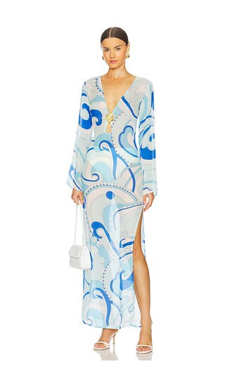 X Revolve Hotline Flower Maxi Dress in Cirque Blue | Revolve Clothing (Global)