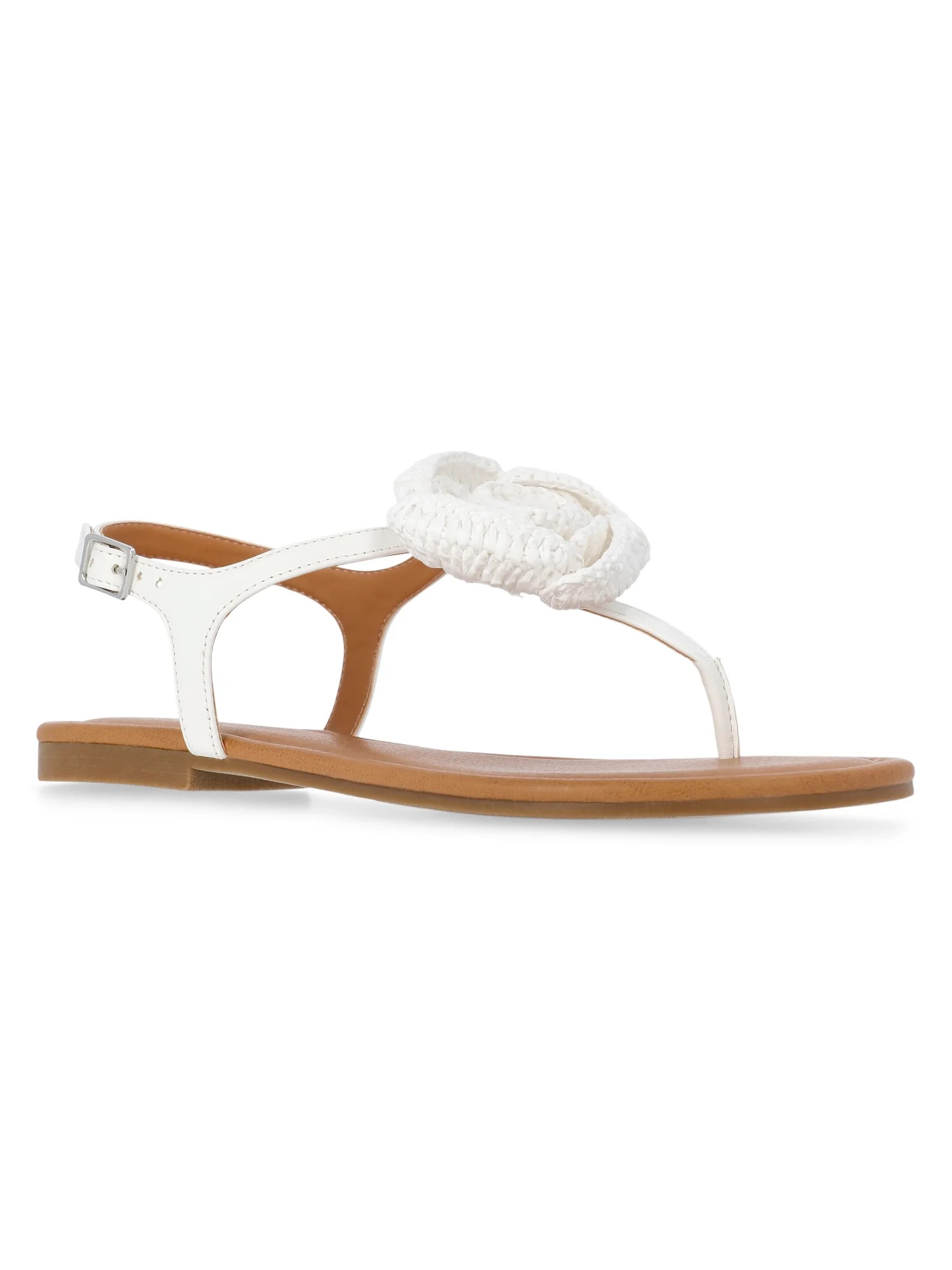 Time and Tru Women's Crochet Flower Thong Sandals | Walmart (US)