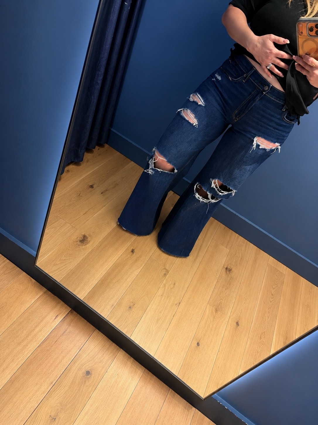 Current denim obsession 🤍
The fit, the distressing, the wide leg… these are giving effortless cool-girl energy while still being so flattering. Perfect with a fitted black tee, metallic heels, or a casual sandal for summer. ✨

Size 12 regular I’m 5’2 

Shop the look on my LTK 🖤

#LTKStyle #DenimFinds #WideLegJeans

#LTKootd #LTKOver40 #LTKSaleAlert
