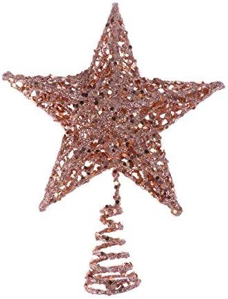 20cm CHRISTMAS Tree Iron Star Topper Glittering CHRISTMAS Tree Decoration Ornaments (Rose Gold) | Amazon (US)