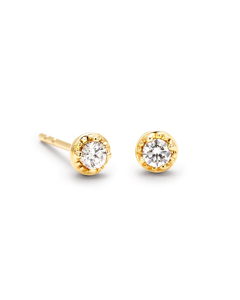 Victoria 14k Yellow Gold Stud Earrings in White Diamond | Kendra Scott | Kendra Scott