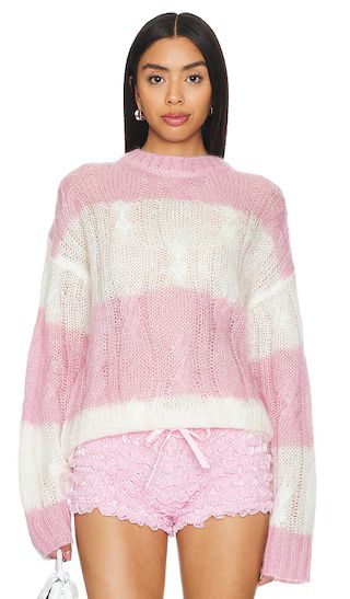 Mohair Striped Cable Sweater in Lilac Sachet | Revolve Clothing (Global)