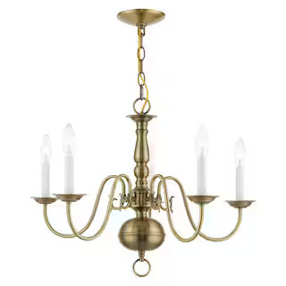 Williamsburgh 5 Light Antique Brass Chandelier | The Home Depot