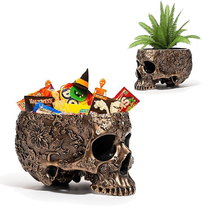 GUTE Skull Bowl & Plant Planter Pot 6" Deep Polyresin Skulls Pot for Succulents, Indoor Plants & ... | Amazon (US)