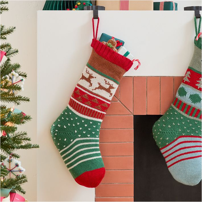 Fair Isle Knit Stocking - Reindeer | West Elm (US)