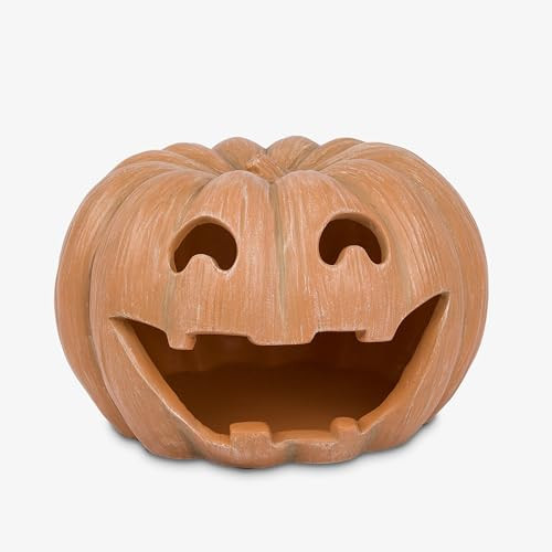 Luminara Orange Jack-o'-Lantern Pumpkin Tealight Holder (10" x 6.75") Dry Brush Resin Halloween Decorations for Holiday Party Home | Amazon (US)