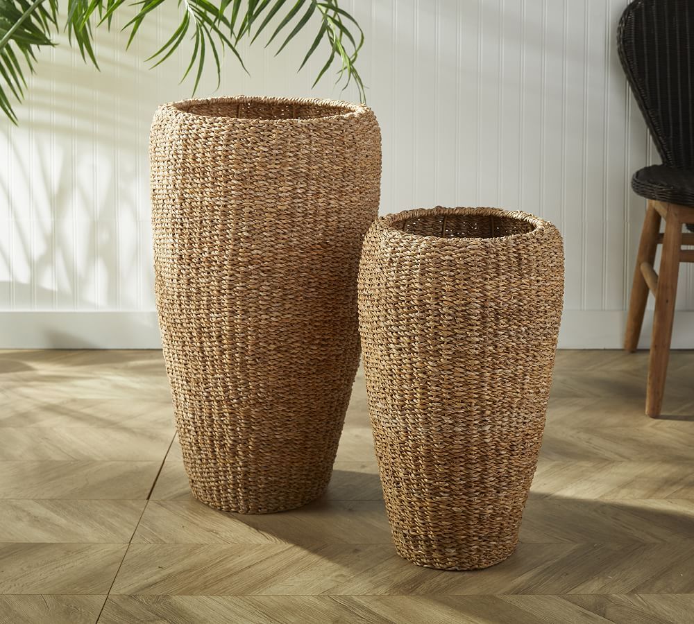 Andria Handwoven Tall Seagrass Planters - Set of 2 | Pottery Barn (US)