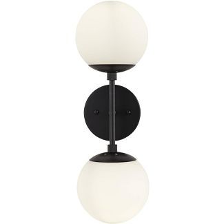 Possini Euro Design Mid Century Modern Wall Light Sconce Black Hardwired 17 3/4" High 2-Light Fix... | Target