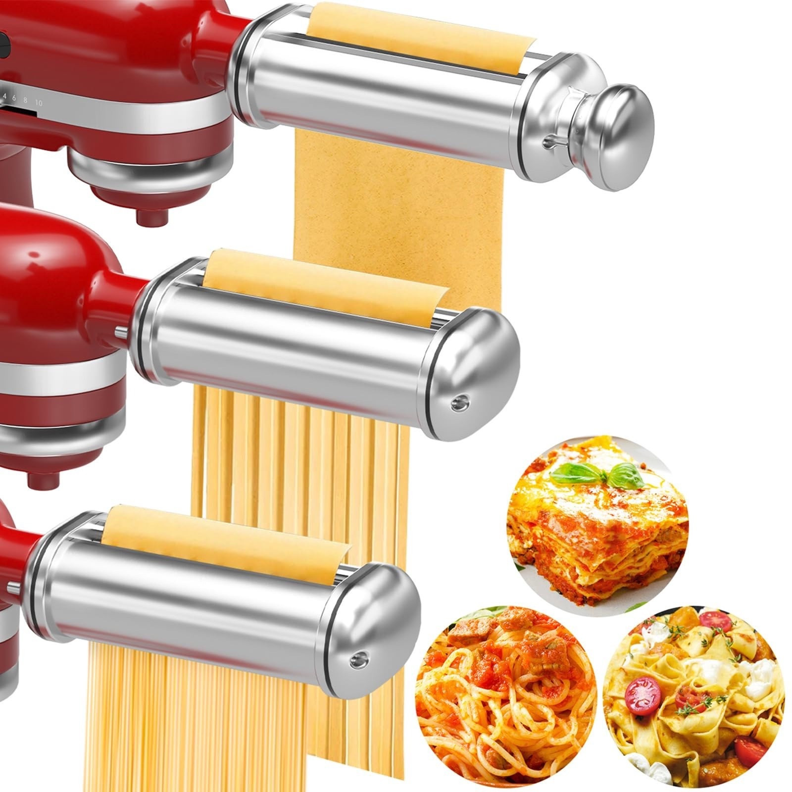 Pasta Maker Attachment for All Kitchenaid Stand Mixers, 3 PCS Kitchen Aid Pasta Attachments Included Pasta Dough Roller, Fettuccine Cutter, Spaghetti Cutter and Cleaning Brush

#LTKHome