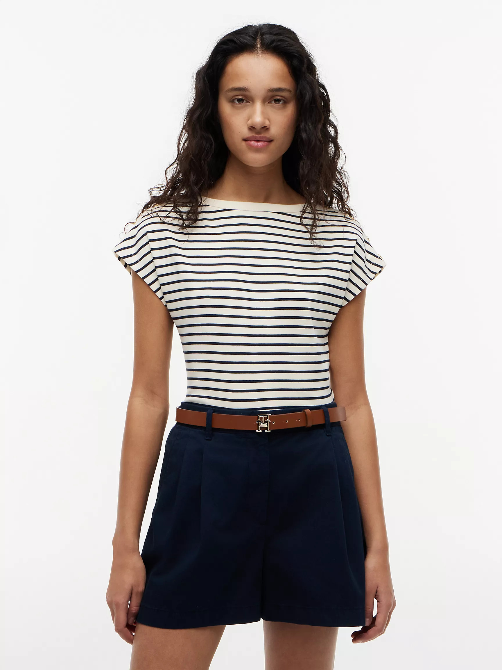 Nautical Gold-Button Boatneck T-Shirt | Tommy Hilfiger | Tommy Hilfiger (US)