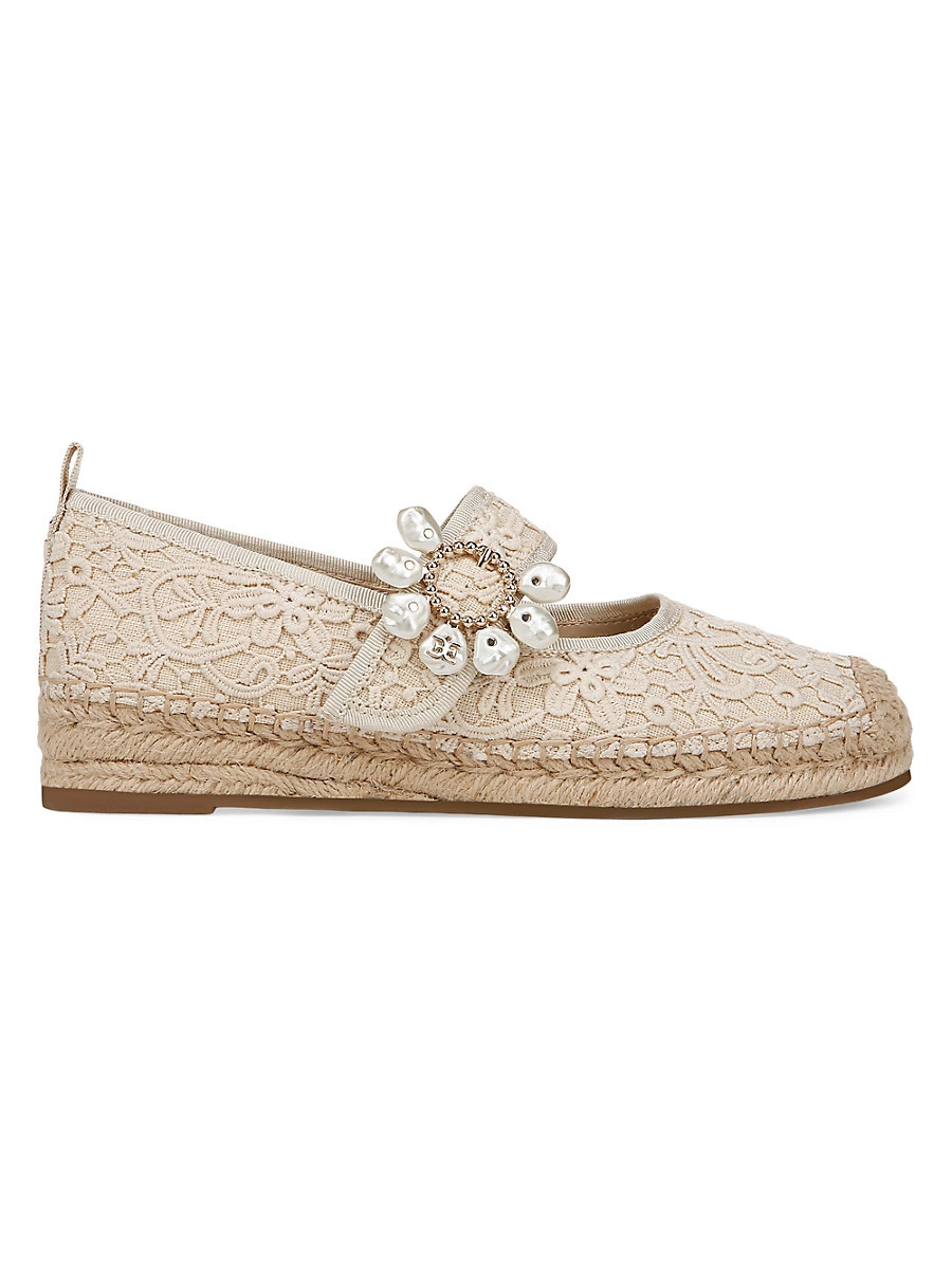 Women's Maddy Orchid Embellished Espadrilles - Ivory Natural - Size 6.5 | Saks Fifth Avenue