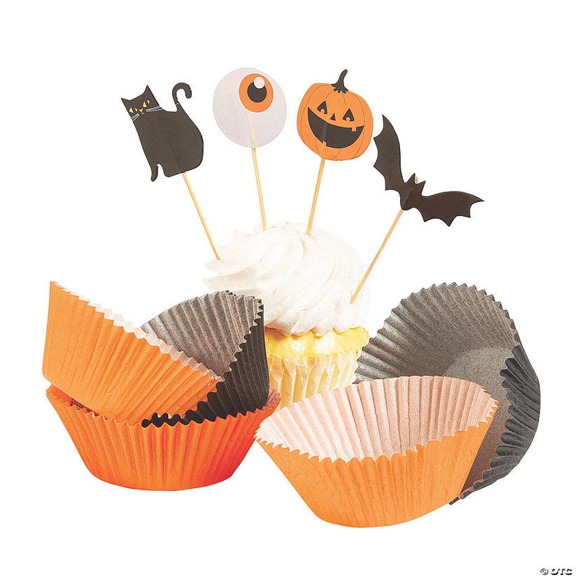 Basic Boo Cupcake Wrappers with Picks - 48 Pc. | Oriental Trading Company