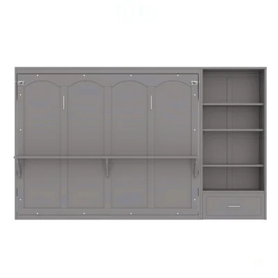 Queen Size Murphy Bed with Adjustable Storage and Shelf, Space-Saving Wall Bed Frame for Small Bedrooms and Guest Rooms | Wayfair North America