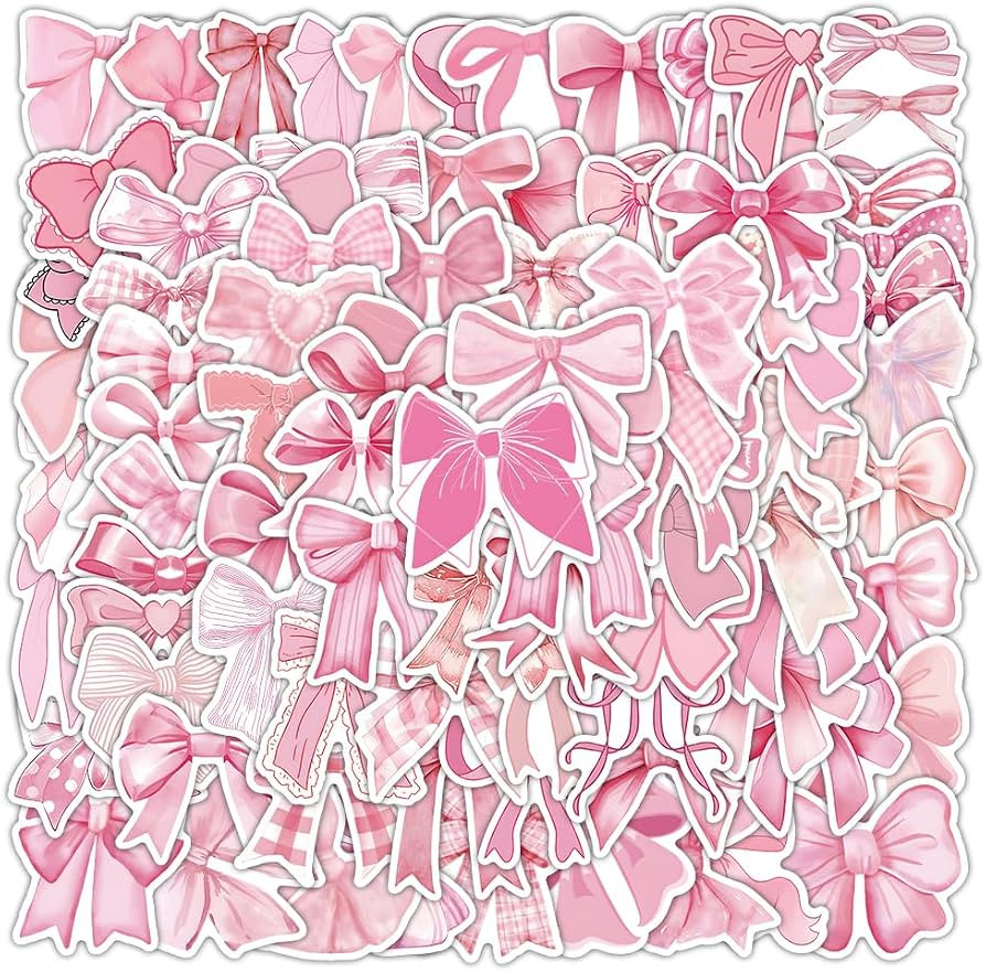 103Pcs Pink Bows Stickers,Monogram Decal Vintage Aesthetic Stickers, Trendy Waterproof Vinyl Deco... | Amazon (US)
