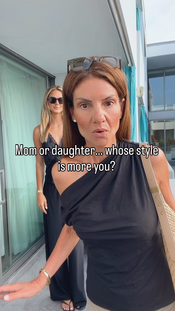 San Diego dinner outfits | Mom & daughter style | Travel outfit ideas ✨
Grace’s all-black look is so chic… silky black top + black pants. 🖤 I borrowed her black top (don’t tell her 😂) and paired it with my favorite travel pants that never wrinkle, flip-flops, and my Casino New York sunglasses.
Sometimes the best outfits are the simplest ones.
I’m 5’7” wearing a size small in the top and my favorite travel pants fit true to size, size 4. 
Use code 15Leslie for 15% off my pants

#LTKootd #LTKSaleAlert #LTKOver40