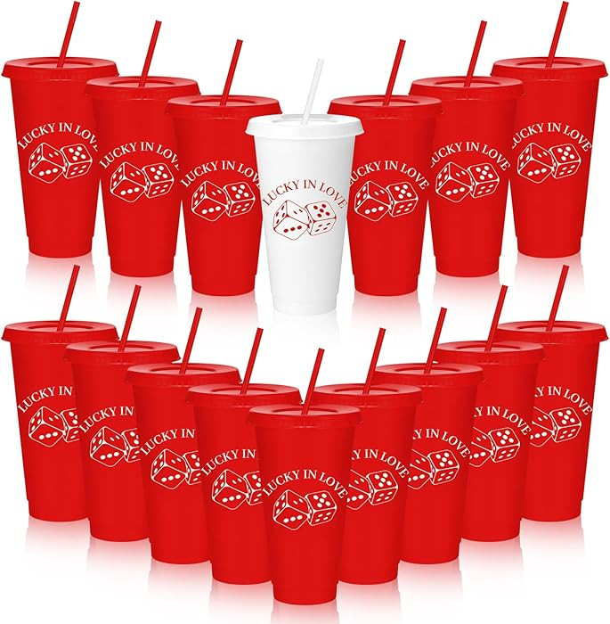Jingmore 16 Pcs 24 oz Lucky In Love Bachelorette Party Tumbler Cups Las Vegas Team Bride Bachelor... | Amazon (US)