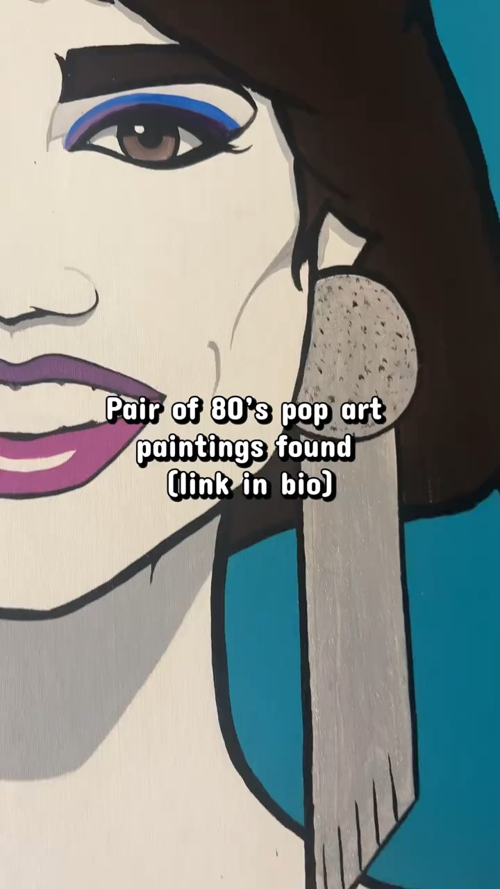 Shop this pair- link in bio - Just listed a bold pair of vintage 1988 pop art portrait paintings signed Anderson. The style immediately caught my eye - strong Nagel inspired lines, vibrant Memphis style color blocks, and that unmistakable 80s pop art aesthetic that echoes the graphic influence of artists like Andy Warhol. Each piece is acrylic on Fredrix canvas panel with subtle glitter accents and dramatic geometric backgrounds. Sold as a pair and perfect for anyone who loves authentic retro wall art or statement 1980s design.

#80s
#nagel 
#memphisstyle 
#etsyfinds 
#popart 


#LTKHome #LTKU