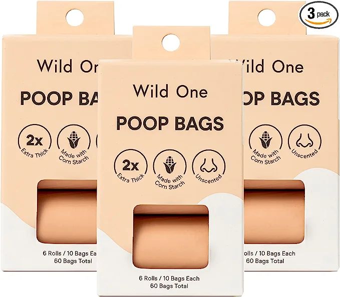 Wild One Poop Bags, 180 Bags Made From Cornstarch, Eco-Friendly, Unscented, Blush Color | Amazon (US)