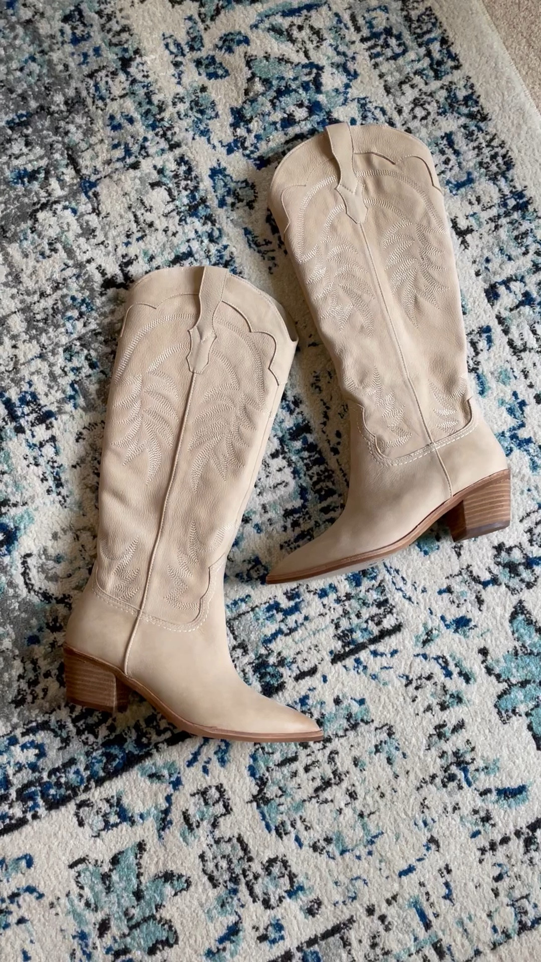 Light tan embroidered knee high boots

These fit true to size. I love the subtle western vibe and low heel.

Linked up some very similar options for yall.

Fall and winter style accessories. 

#LTKHoliday #LTKSeasonal #LTKGiftGuide