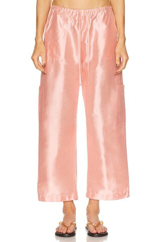 DONNI. The Taffeta Drawstring Cargo Pant in Pink | FWRD 
