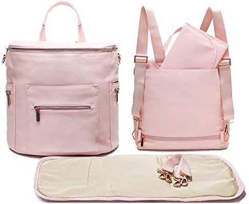 Leather Diaper Bag Backpack by Miss Fong, Baby Bag,Backpack Diaper Bag with Changing Pad,Wipes Po... | Amazon (US)