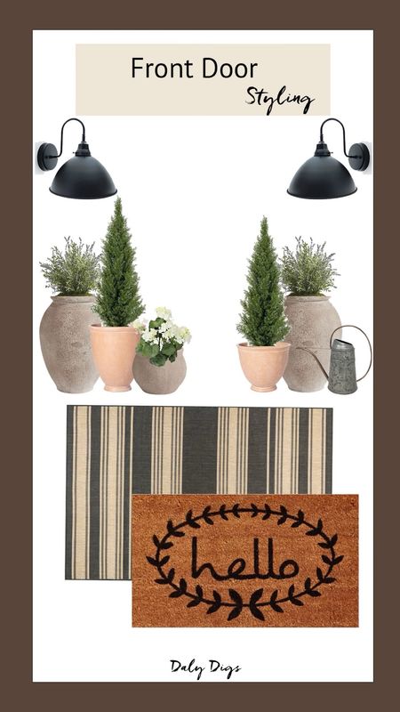 Styling our front door for summer using faux plants in natural colored planters and layered outdoor rugs. #frontdoorstyling #porchdecor #fauxplants #outdoorplanters #frontporchstyling

#LTKhome