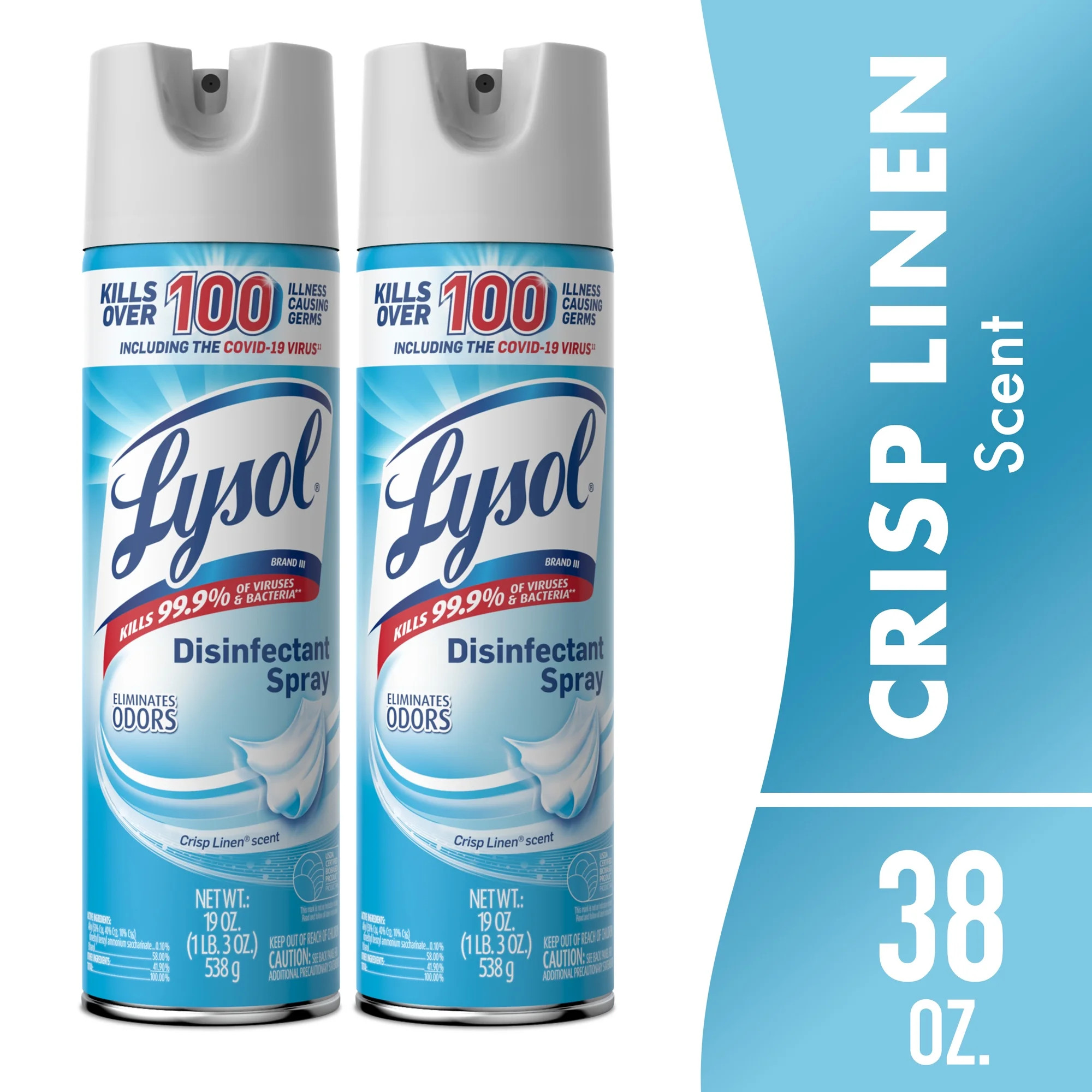 Lysol Disinfectant Spray, Sanitizing and Antibacterial Spray, Deodorizer, Crisp Linen, 19 oz (Pac... | Walmart (US)