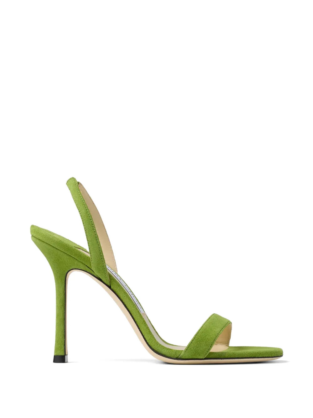 Jimmy Choo 100mm Jenn Suede Heeled Sandals | Green | FARFETCH | Farfetch Global